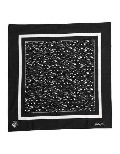 Dolce & Gabbana Black White Printed Square Foulard Scarf