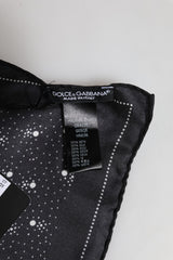 Dolce & Gabbana Black White Printed Square Men Foulard Scarf