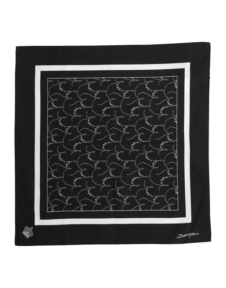 Dolce & Gabbana Black White Printed Square Foulard Scarf