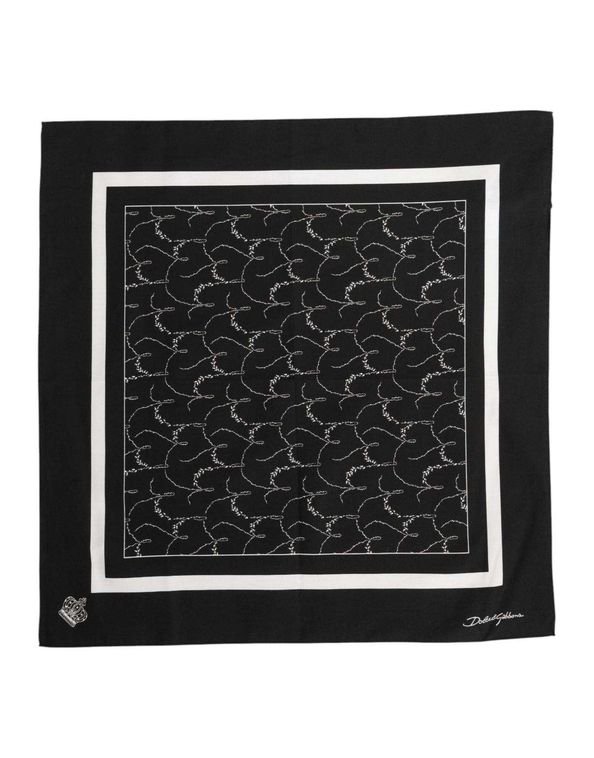 Dolce & Gabbana Black White Printed Square Foulard Scarf