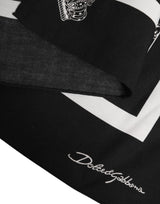 Dolce & Gabbana Black White Printed Square Foulard Scarf