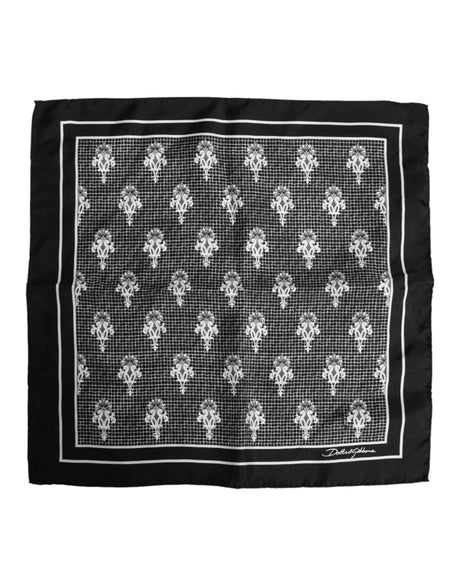 Dolce & Gabbana Black White Printed Square Foulard Scarf