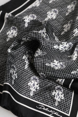 Dolce & Gabbana Black White Printed Square Foulard Scarf