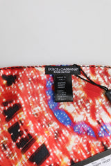 Dolce & Gabbana Black Multicolor Print Square Foulard Scarf