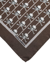 Dolce & Gabbana Brown Skull Silk Square Men Foulard Scarf