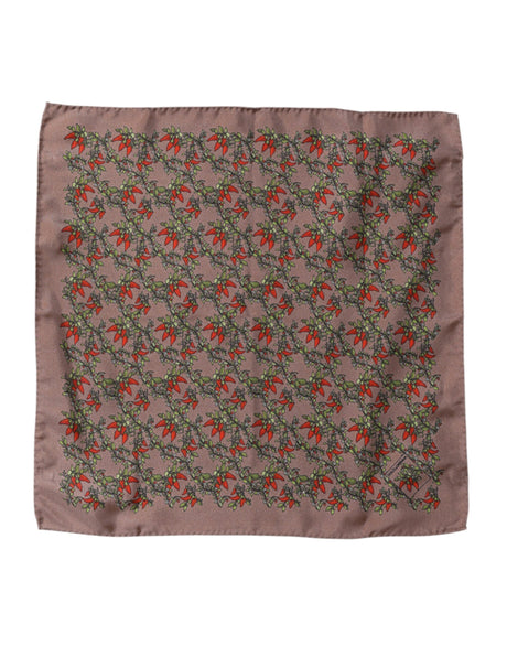 Dolce & Gabbana Brown Chilis Silk Square Men Foulard Scarf