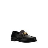 Versace Black Calf Leather Bos Taurus Slip-On Loafers