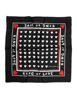 Dolce & Gabbana Black Printed Silk Square Men Foulard Scarf