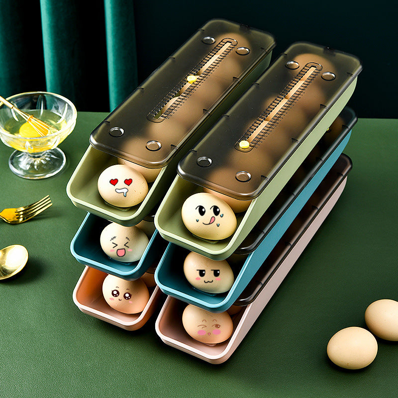 Minimalist Automatic Rolling Egg Storage Box for Fridge