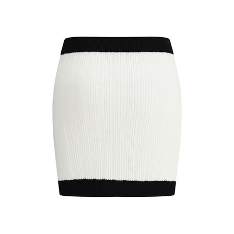 Balmain White Viscose Mini Skirt