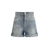 Balmain Light Blue Cotton Bermuda Shorts