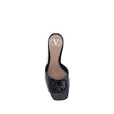 Valentino Garavani Black Calf Leather Bos Taurus Flat Sandals