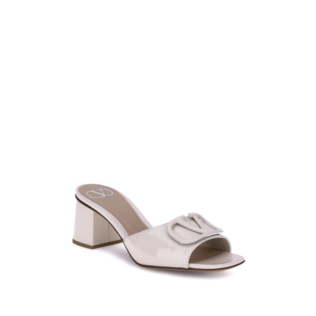 Valentino Garavani Cream Calf Leather Bos Taurus Flat Sandals