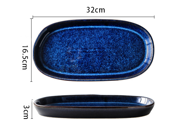 Creative Blue Ceramic Sushi Sashimi Platter (Home Use)