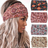 Acenail Wide Headbands Women Boho Turban Knotted Headband Floral Elastic Non Slip Hairband Workout Yoga Head Scarfs Bohemian Headwraps Fashion Hair Accessories for Women 4Pcs (Stylish)