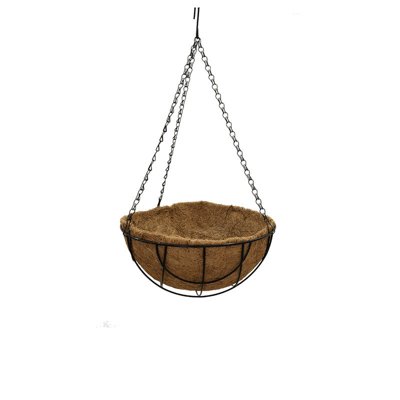 Round Iron Coconut Fiber Hanging Planter Basket