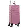 CHANNCASE Rolling Train Case 4-in-1 Portable Makeup Train Case Professional Cosmetic Organizer Makeup Traveling case Trolley Cart Trunk (pink)