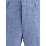 Fendi Light Blue Linen Bermuda Shorts