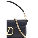 Valentino Garavani Black Calf Leather Bos Taurus Shoulder Bag