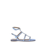 Valentino Garavani Light Blue Calf Leather Bos Taurus Flat Sandals