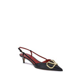 Valentino Garavani Black Calf Leather Bos Taurus Mid Heel Pumps