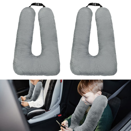 2 Pcs Travel Pillow Car Sleeping Kid Neck U Shaped for The Back Seat Adults Children Head and Body Support Long Distance Journey Accessories (Gray)