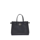 Valentino Garavani Black Calf Leather Bos Taurus Shoulder Bag