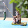 Resin Fishing Old Man Statue for Garden Decor