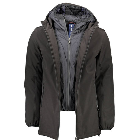 Yes Zee Black Polyester Jackets & Coat