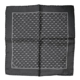Dolce & Gabbana Black Fish Print Silk Square Men Foulard Scarf