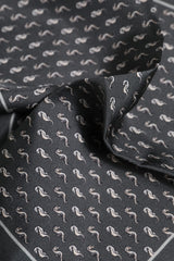 Dolce & Gabbana Black Fish Print Silk Square Men Foulard Scarf