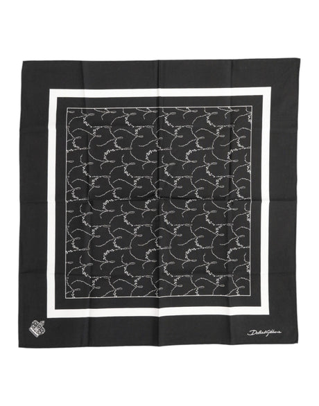 Dolce & Gabbana Black White Printed Square Men Foulard Scarf
