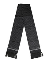 Dolce & Gabbana Black White Polka Dot Fringes Foulard Scarf