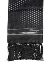 Dolce & Gabbana Black White Polka Dot Fringes Foulard Scarf