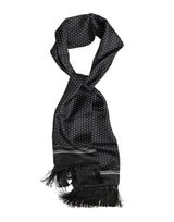 Dolce & Gabbana Black White Polka Dot Fringes Foulard Scarf
