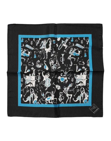 Dolce & Gabbana Black Jazz Club Silk Square Men Foulard Scarf