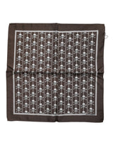 Dolce & Gabbana Brown Skull Silk Square Men Foulard Scarf