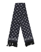 Dolce & Gabbana Black Silk Crown Fringes Men Foulard Scarf