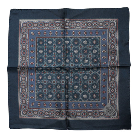 Dolce & Gabbana Blue Printed Silk Square Men Foulard Scarf