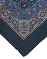Dolce & Gabbana Blue Printed Silk Square Men Foulard Scarf