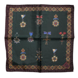Dolce & Gabbana Green Medals Silk Square Foulard Scarf
