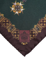Dolce & Gabbana Green Medals Silk Square Foulard Scarf