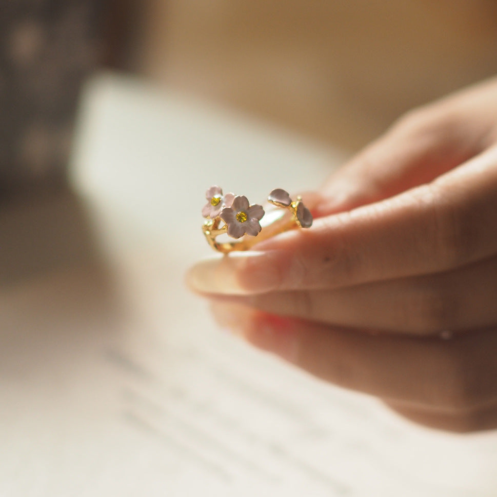Peach Blossom Retro Enamel Craft Ring