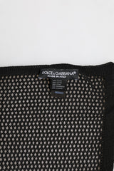Dolce & Gabbana Black Patterned Cotton Square Foulard Scarf