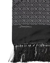 Dolce & Gabbana Black Patterned Fringes Men Foulard Scarf