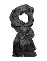 Dolce & Gabbana Black Patterned Fringes Men Foulard Scarf