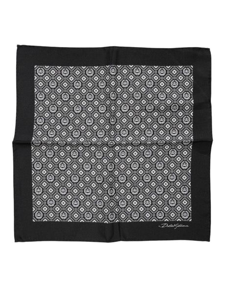 Dolce & Gabbana Black White Patterned Square Foulard Scarf