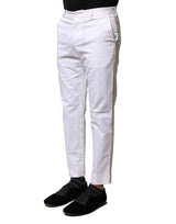 Dolce & Gabbana White Cotton Straight Logo Men Pants