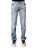 Dolce & Gabbana Light Blue Washed Straight Fit Denim Jeans