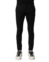 Dolce & Gabbana Black Wool Men Skinny Mid Waist Pants
